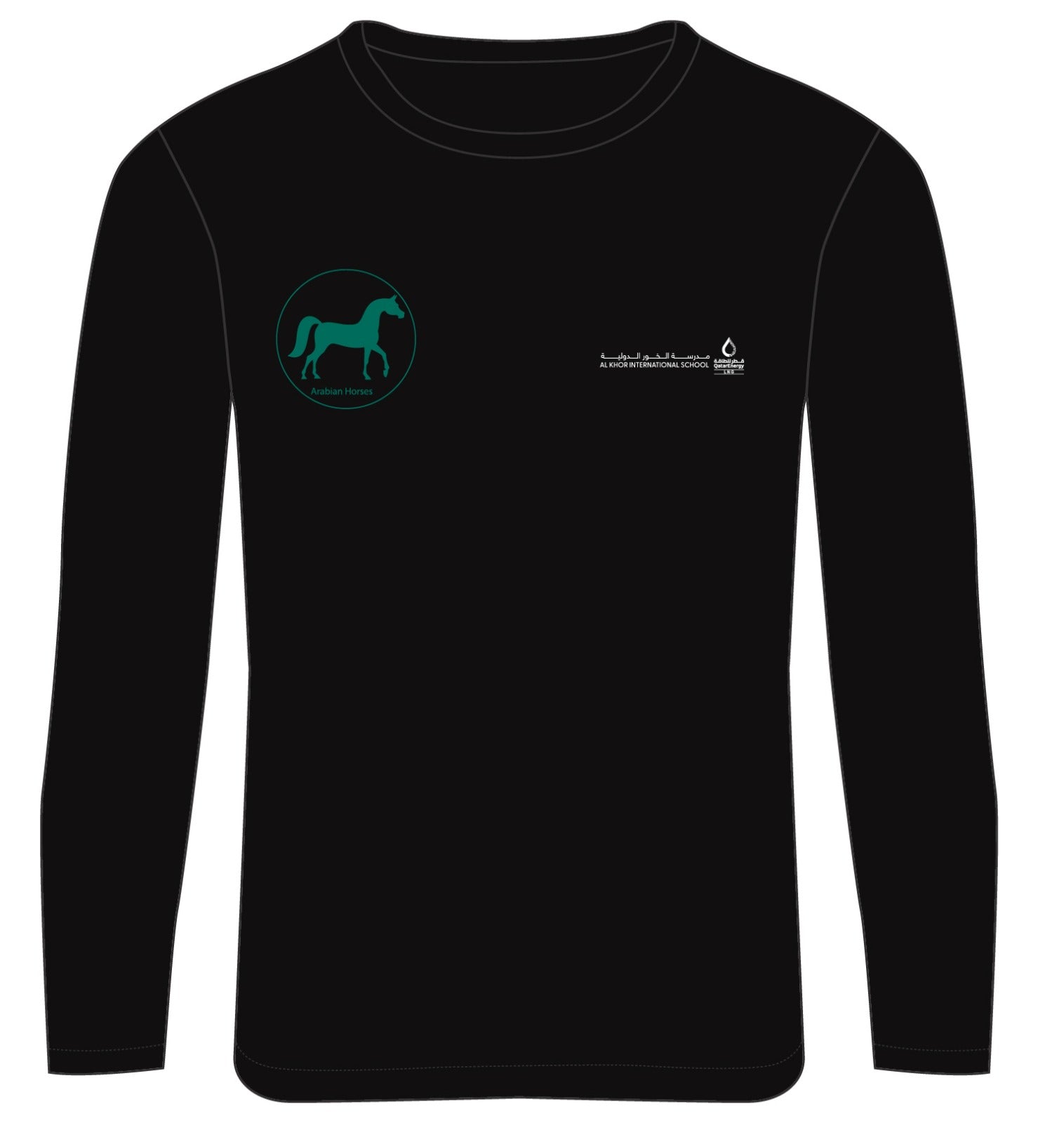 Secondary School Long Sleeve House T-Shirts (black t-Shirt with coloured logo)